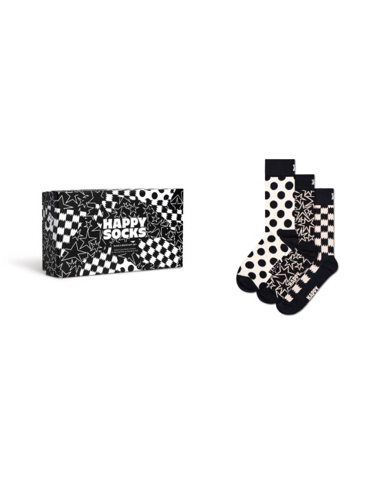 Happy Socks 3-Pack Black And White Gift Set Συσκευασία Δώρου (P001722)