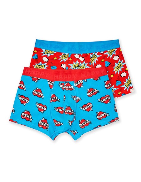 Happy Socks 2-Pack Super Dad Short Boxers Gift Set Συσκευασία Ανδρικά Εσώρουχα (P005201)