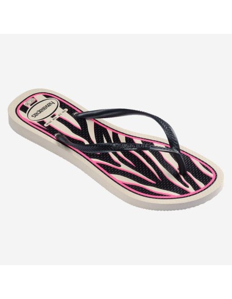 Havaianas Slim Animals Beige/Dark Grey Metallic Σαγιονάρες (4103352-7018)