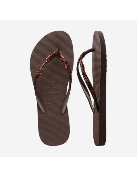 Havaianas Slim Glitter II Dark Brown Σαγιονάρες (4146975-0727)