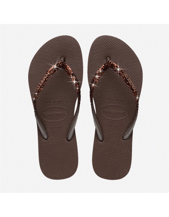 Havaianas Slim Glitter II Dark Brown...