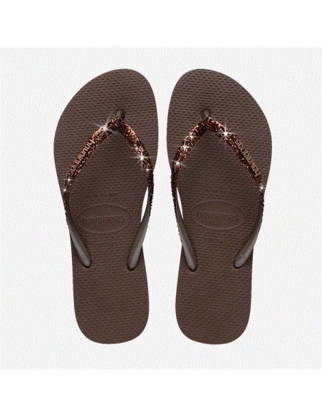 Havaianas Slim Glitter II Dark Brown Σαγιονάρες (4146975-0727)