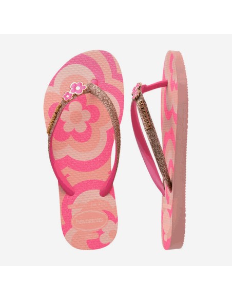 Havaianas Kids Slim Glitter Trendy Blossom/Pink Flux Παιδικές Σαγιονάρες (4146976-3128)