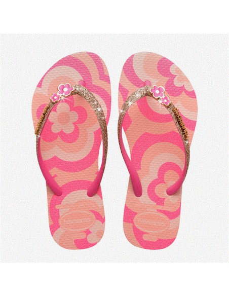 Havaianas Kids Slim Glitter Trendy Blossom/Pink Flux Παιδικές Σαγιονάρες (4146976-3128)