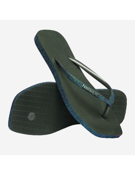 Havaianas Slim Square Sparkle Olive Green Σαγιονάρες (4150248-4896)