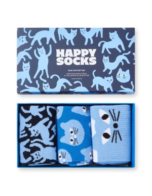 Happy Socks 3-Pack Blue Cats Socks Gift Set Συσκευασία... 2