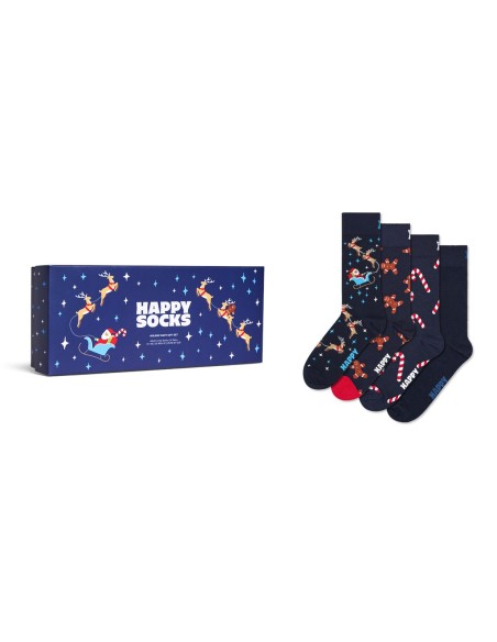 Happy Socks 4-Pack Holiday Navy Socks Gift Set Συσκευασία Δώρου (P006171)