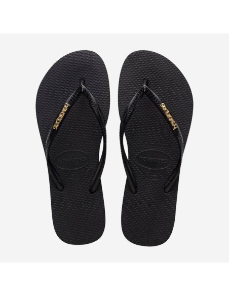 Havaianas Slim Logo Metallic Black/Gold Σαγιονάρες (4119875-1924)